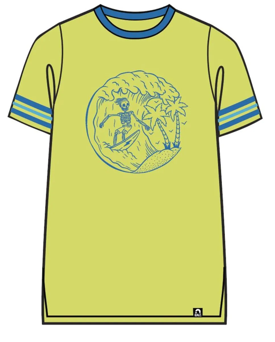 Rags Retro Sleeve Kids Tee in Surfin Skelly