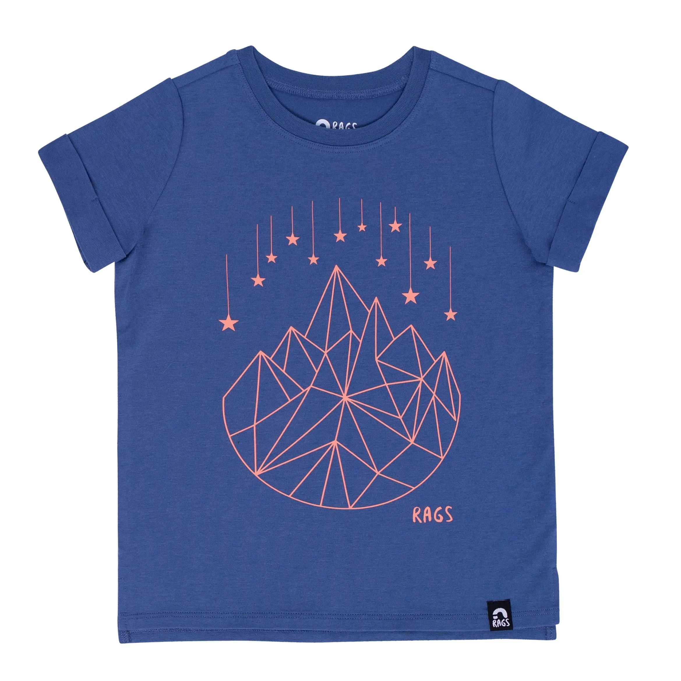 RAGS Short Rolled Sleeve Kids Tee - Geostar - Coastal Fjord