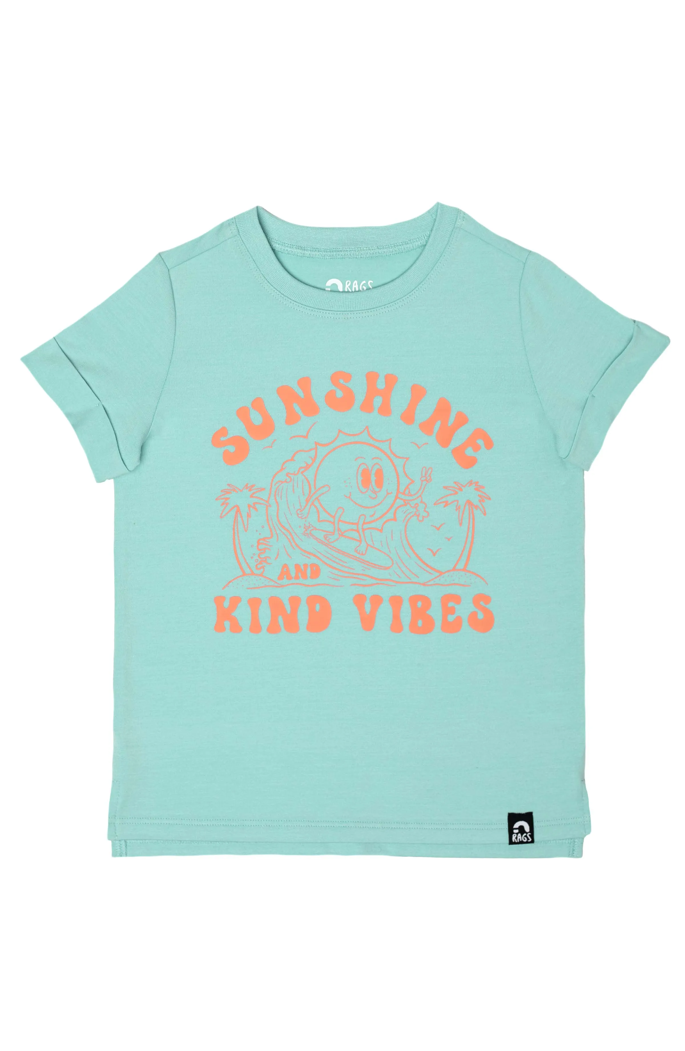 Rags Short Rolled Sleeve Kids Tee in Sunshine Kind Vibes