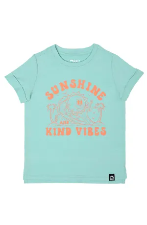 Rags Short Rolled Sleeve Kids Tee in Sunshine Kind Vibes