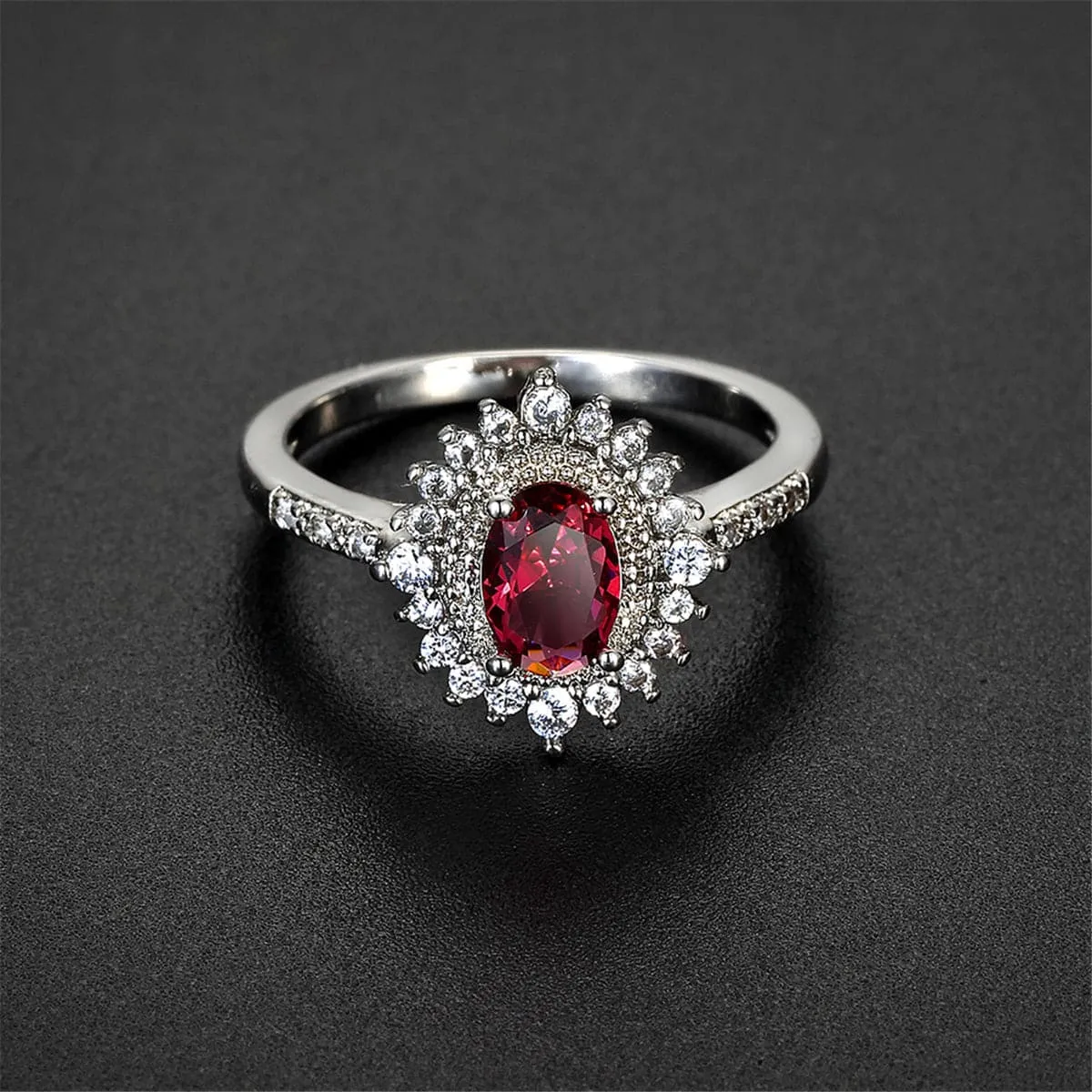 Rose Crystal & Cubic Zirconia Flower Band Ring