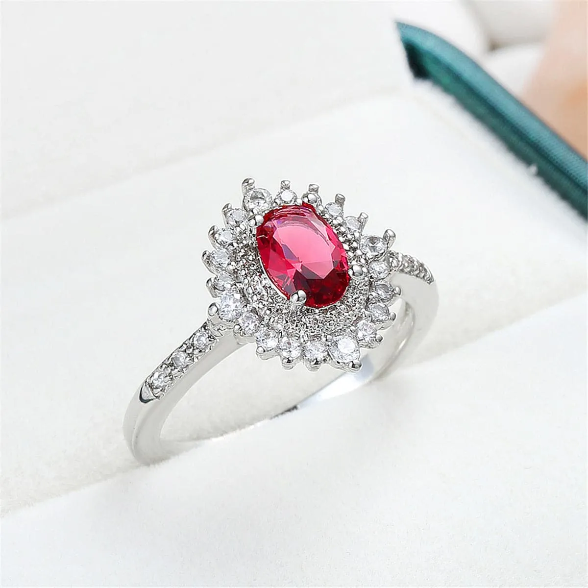Rose Crystal & Cubic Zirconia Flower Band Ring