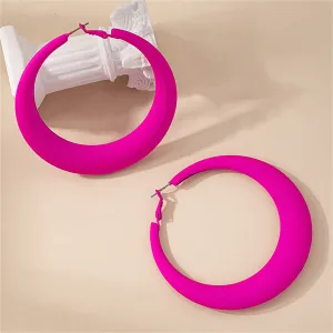Rose Red Enamel & Silver-Plated Hoop Earring