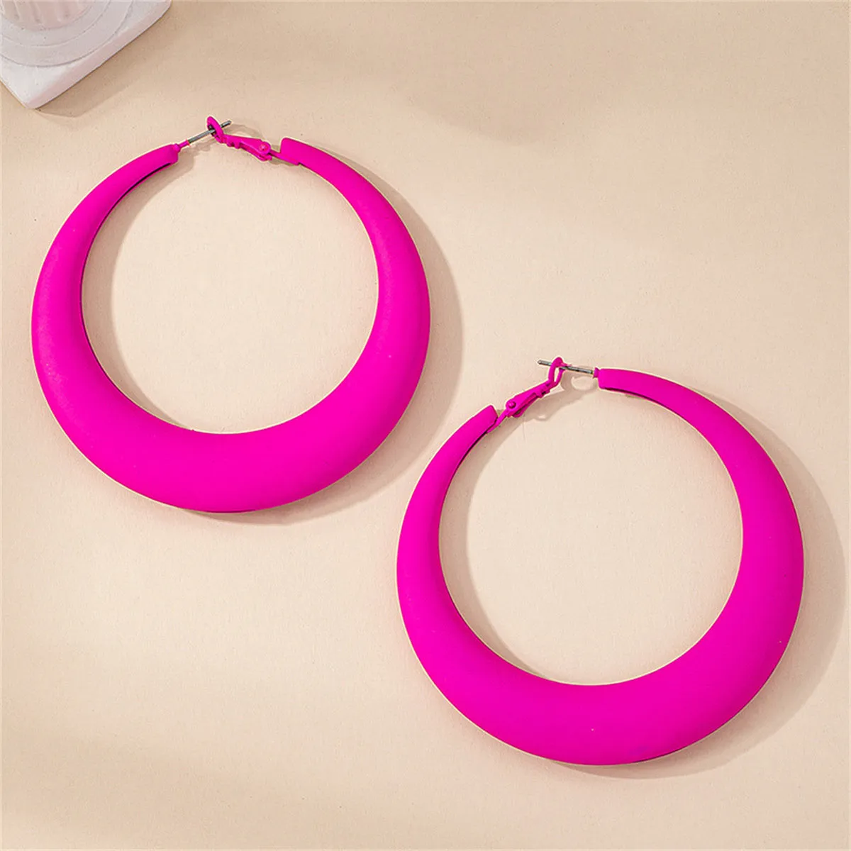 Rose Red Enamel & Silver-Plated Hoop Earring
