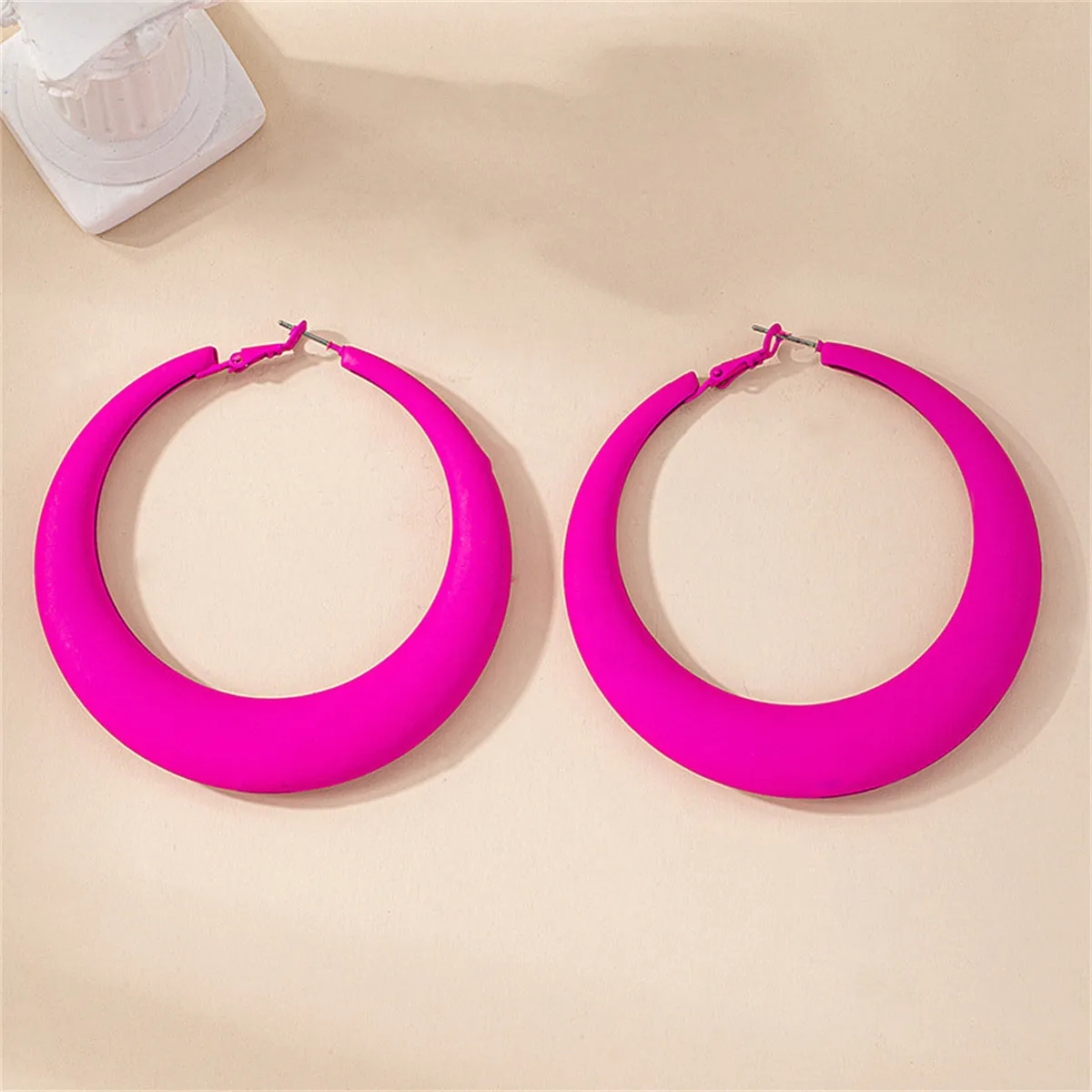 Rose Red Enamel & Silver-Plated Hoop Earring