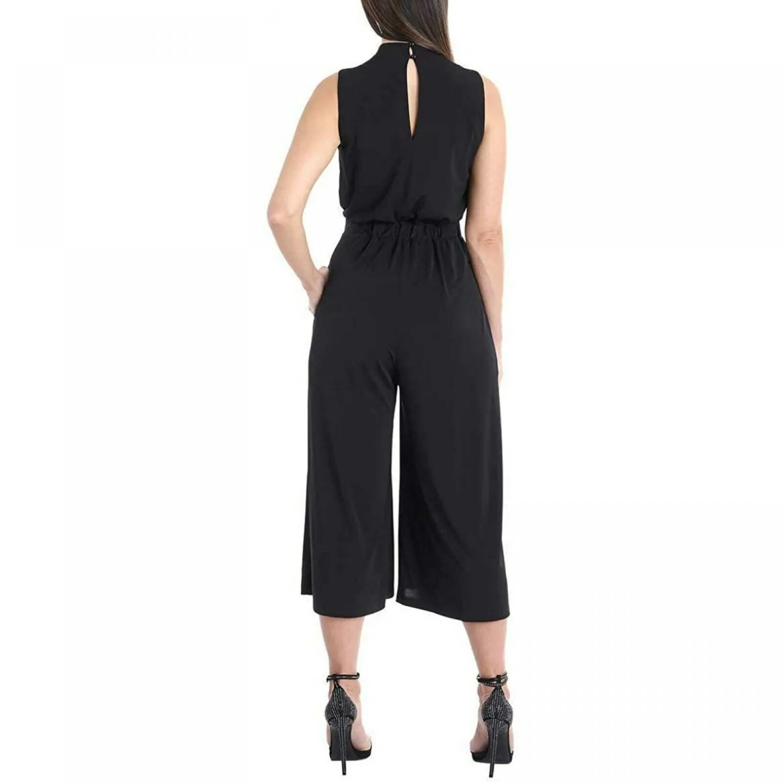 Sandra Darren Women's Belted Crop Jumpsuit With Pockets