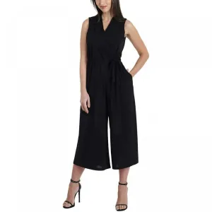 Sandra Darren Women's Belted Crop Jumpsuit With Pockets
