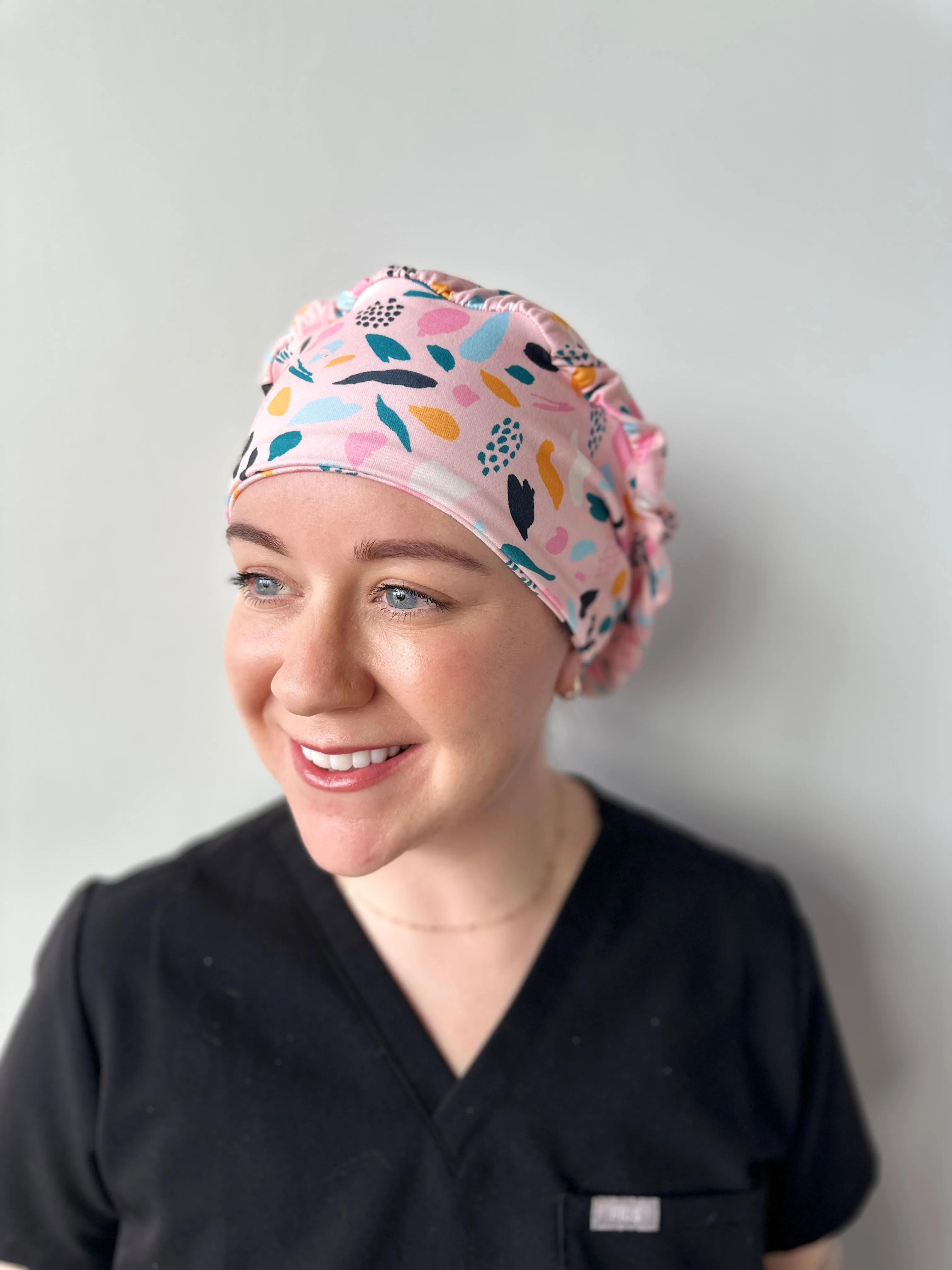 Scrub Hat - Patterned Pink