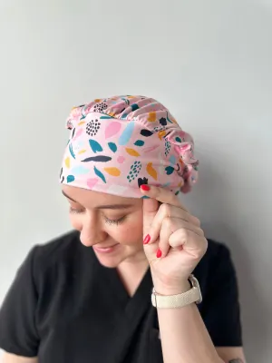 Scrub Hat - Patterned Pink