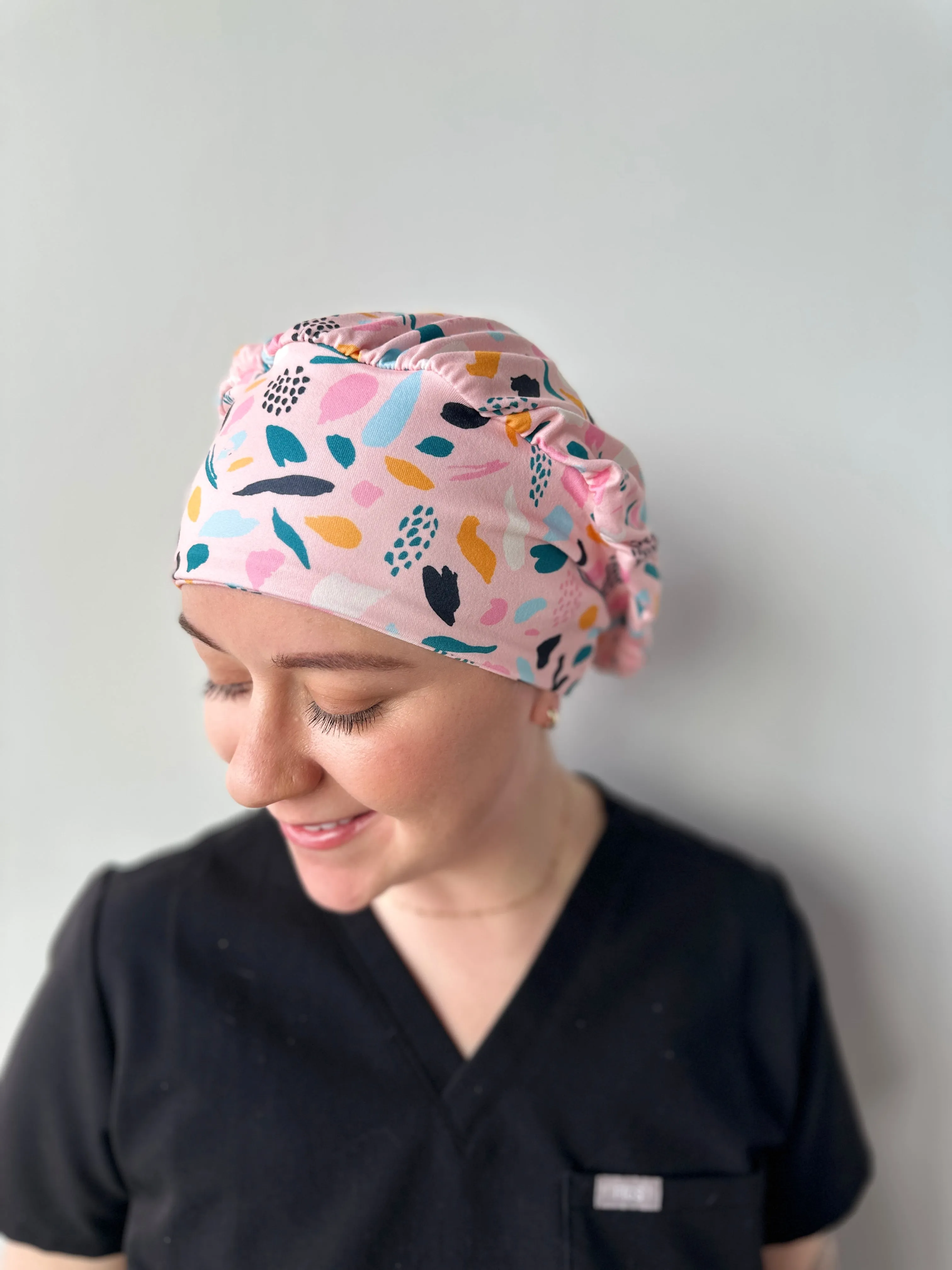 Scrub Hat - Patterned Pink