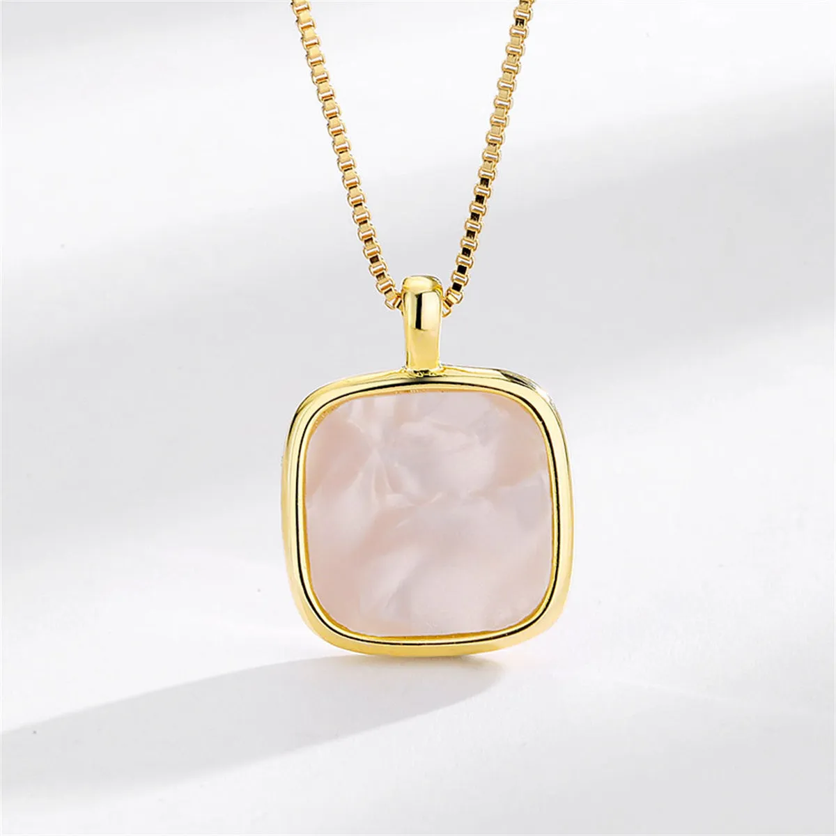 Shell & 18K Gold-Plated Square Pendant Necklace