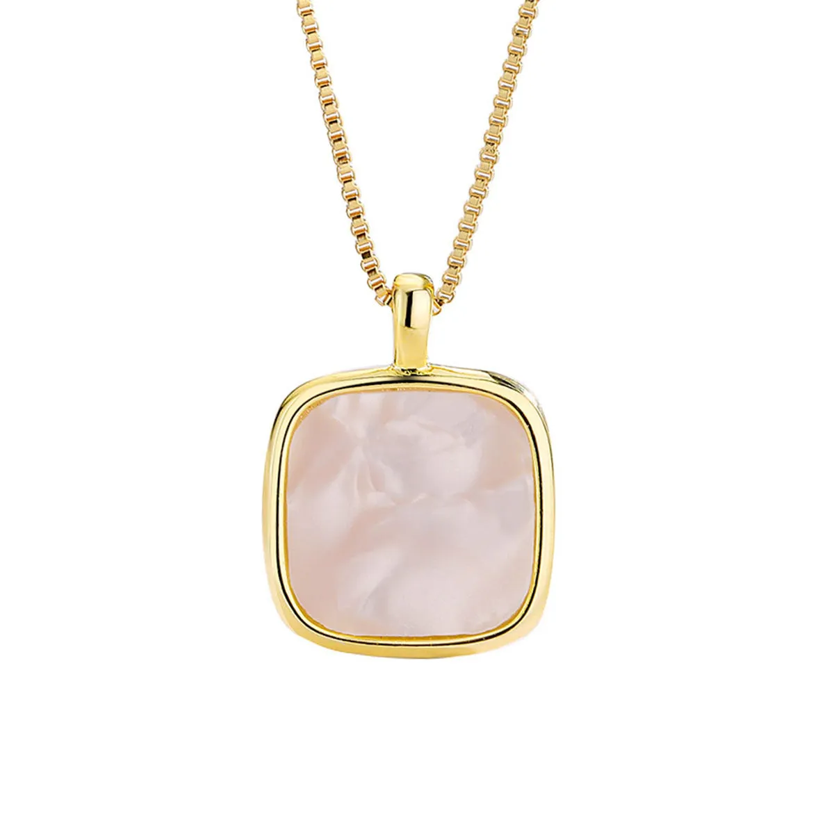 Shell & 18K Gold-Plated Square Pendant Necklace