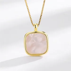 Shell & 18K Gold-Plated Square Pendant Necklace