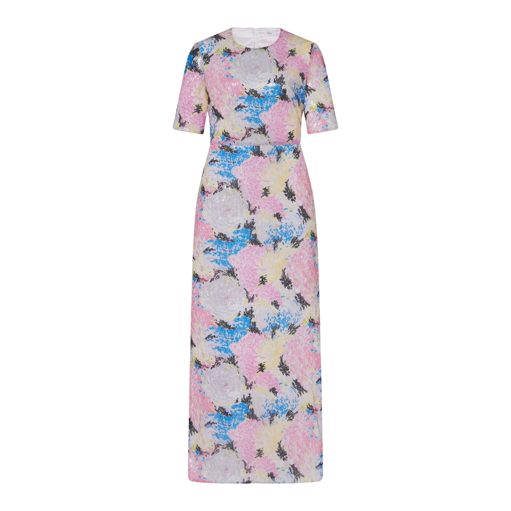 SHORT SLEEVE T-SHIRT GOWN - PAINTED FLORAL SEQUIN