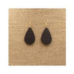 Silver Strike Brown Leather Earrings
