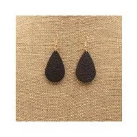 Silver Strike Brown Leather Earrings