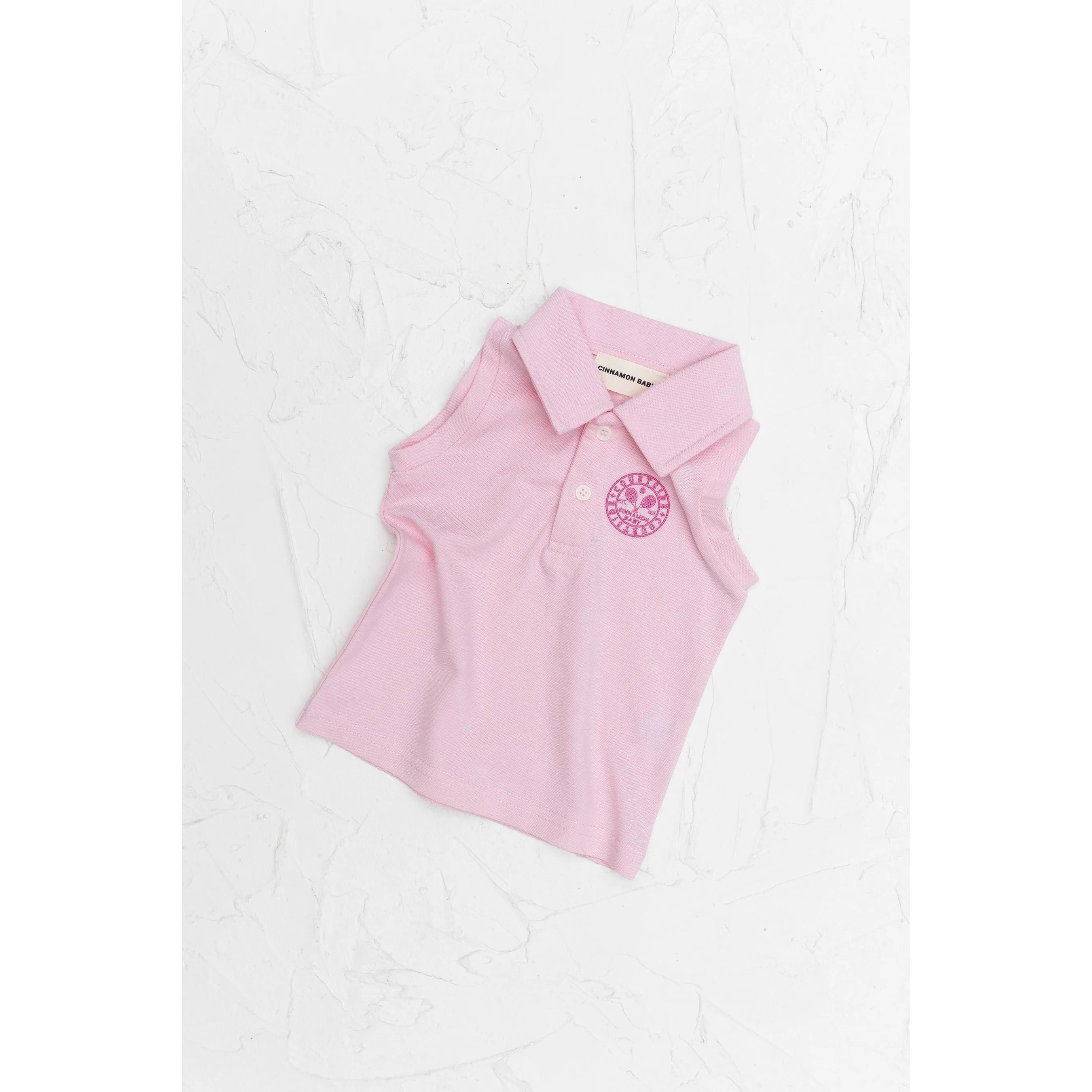 Sleeveless Polo Shirt - Baby Pink