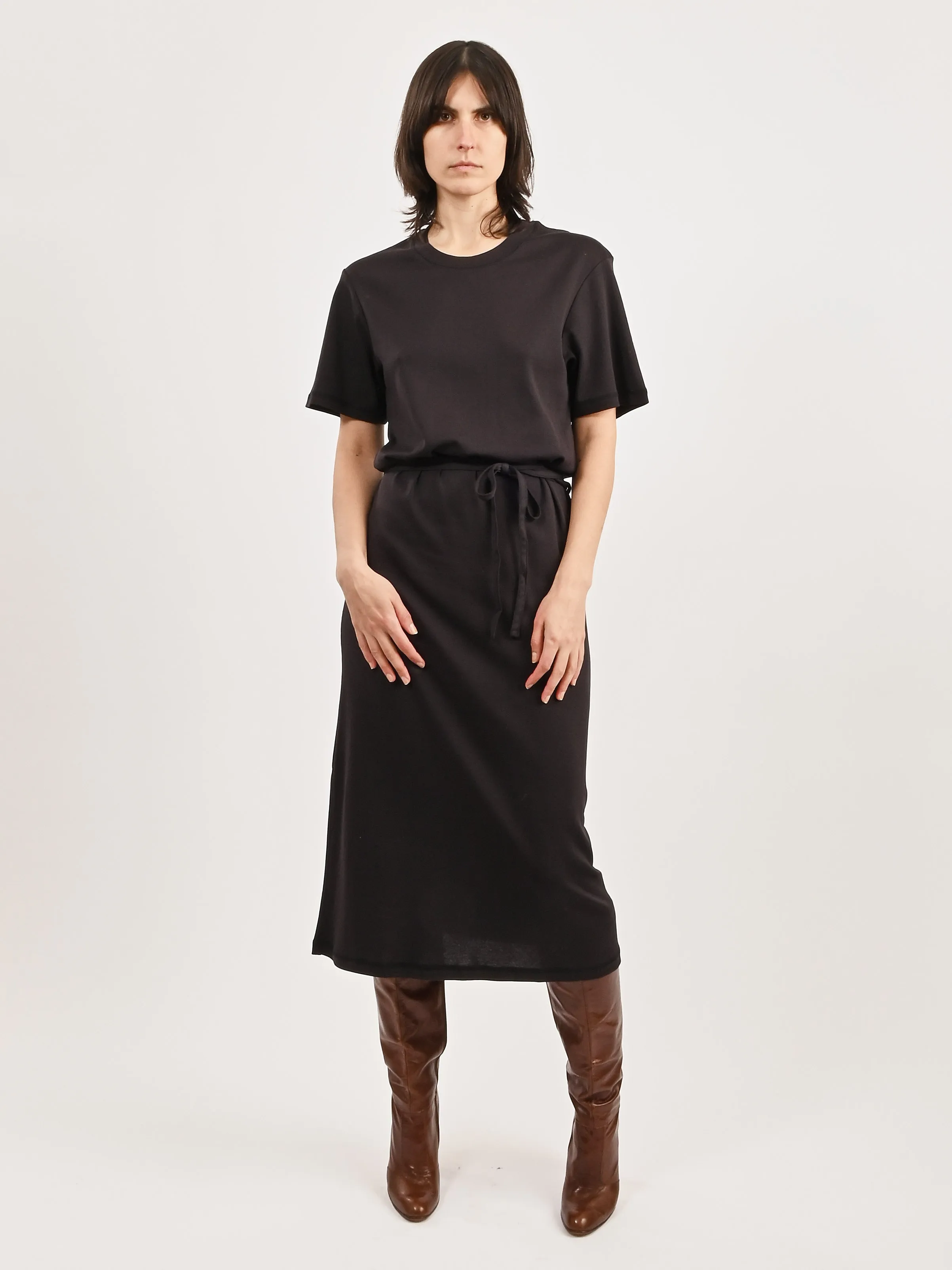 Squid Ink Belted Rib T-Shirt Dress