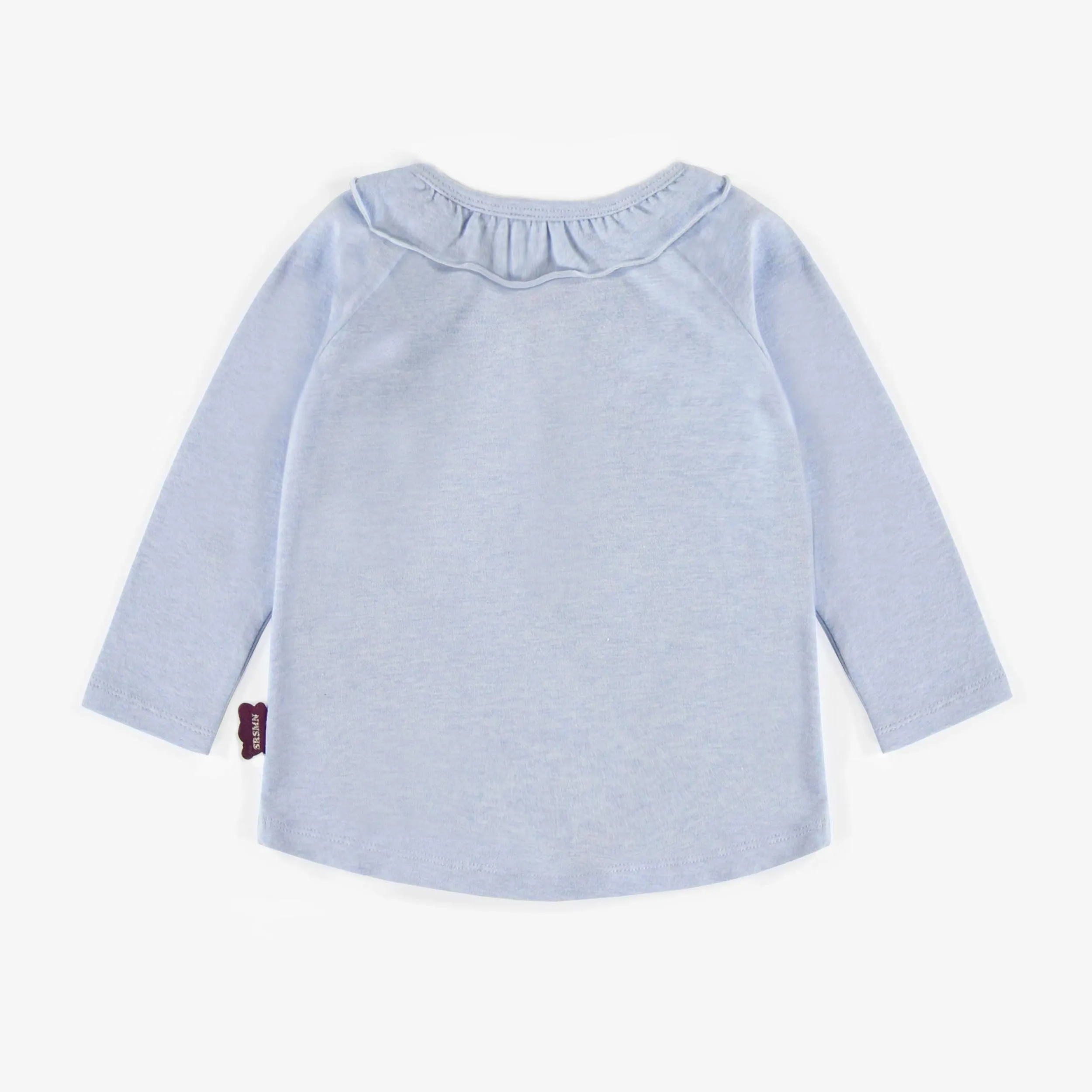 T-shirt bleu pâle à col Claudine, bébé || Pale blue Claudine collar T-shirt, baby