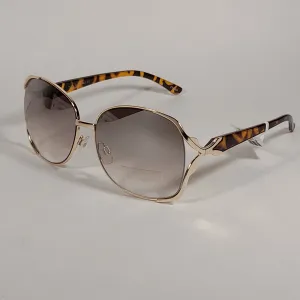 Tahari Butterfly Vented Sunglasses Brown Tortoise And Gold Frame Silver Mirror Gradient Lens TH643 GLDBR