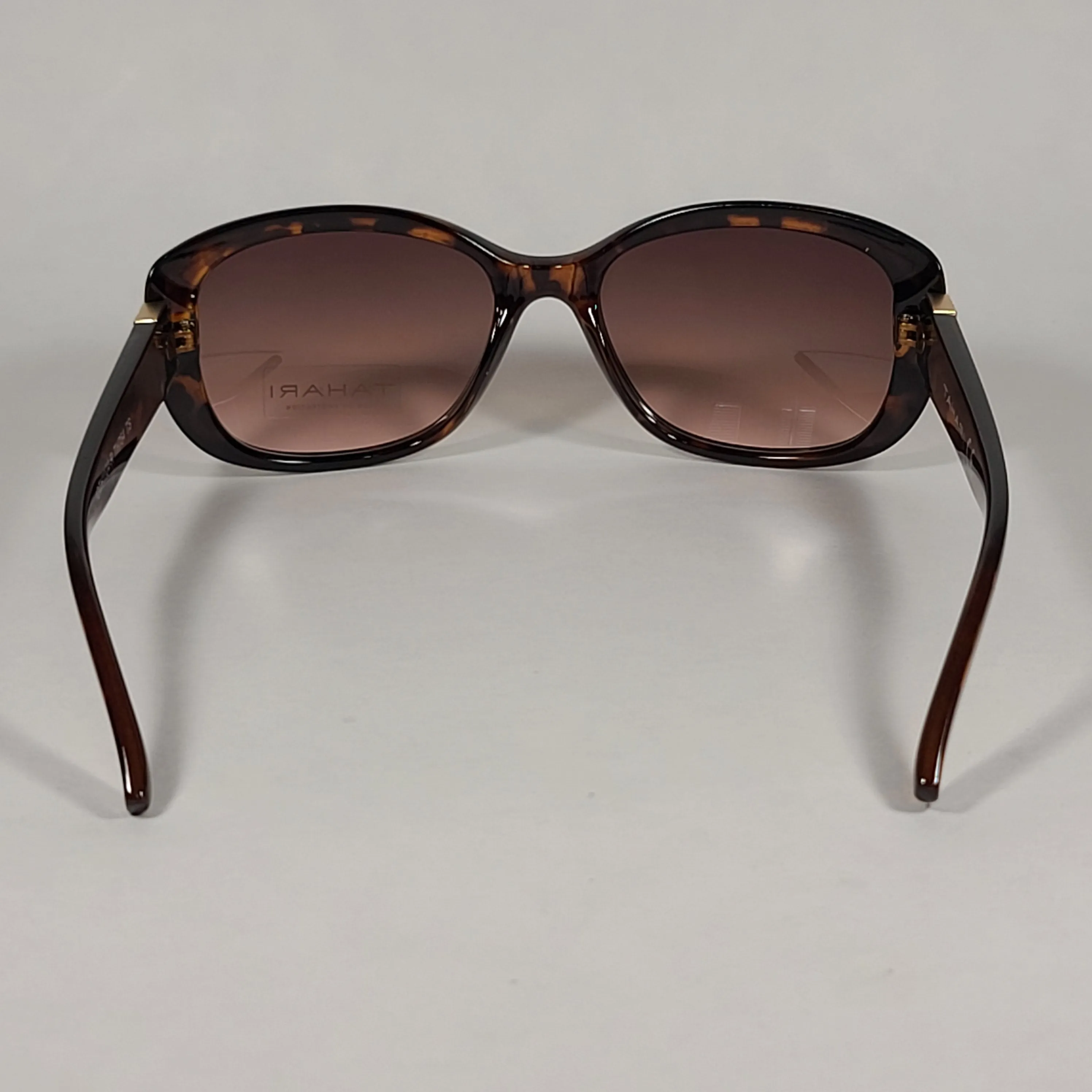 Tahari Oval Sunglasses Brown Tortoise Plastic Frame Rhinestone Temples Brown Lens TH754 TS