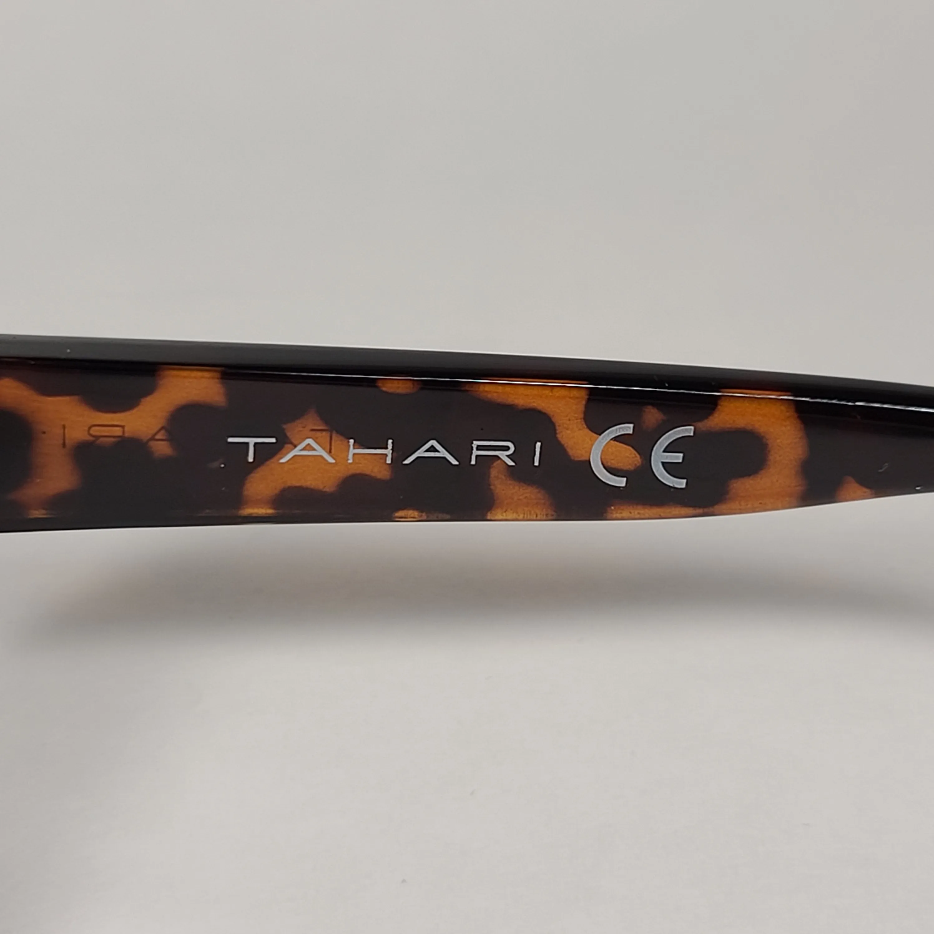 Tahari Oval Sunglasses Brown Tortoise Plastic Frame Rhinestone Temples Brown Lens TH754 TS