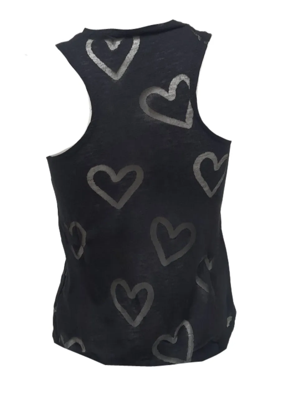 TEREZ Girl's Black Heart Burnout Tank Shirt #339037958 Medium NWT
