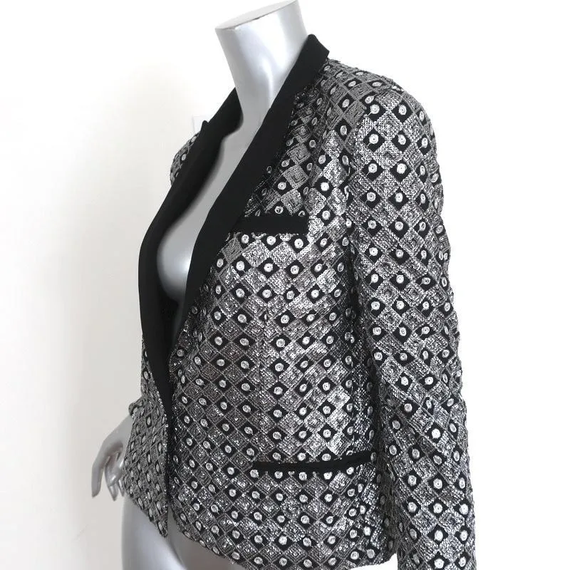 The Kooples Sequined Blazer Silver/Black Size Medium One-Button Jacket