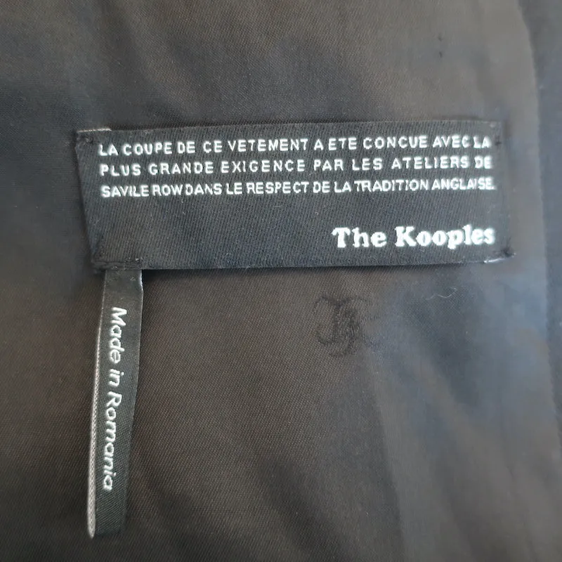 The Kooples Trench Coat Black Leather-Trim Cotton Size 36 Belted Jacket
