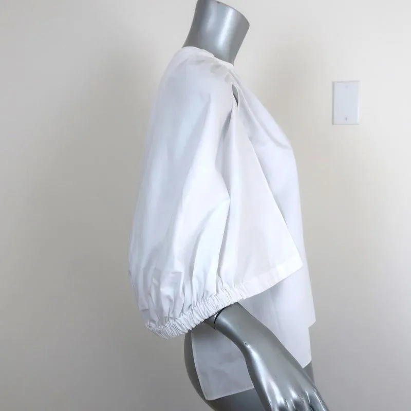 Tibi Cape Sleeve Top White Cotton Poplin Size 4 Crewneck Blouse NEW