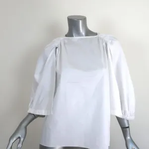 Tibi Cape Sleeve Top White Cotton Poplin Size 4 Crewneck Blouse NEW