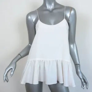 Tibi Ruffle Cami White Silk Size 6 Peplum Tank Top