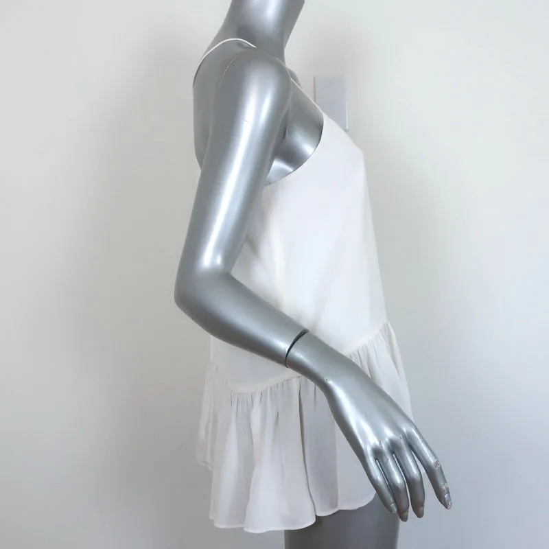 Tibi Ruffle Cami White Silk Size 6 Peplum Tank Top
