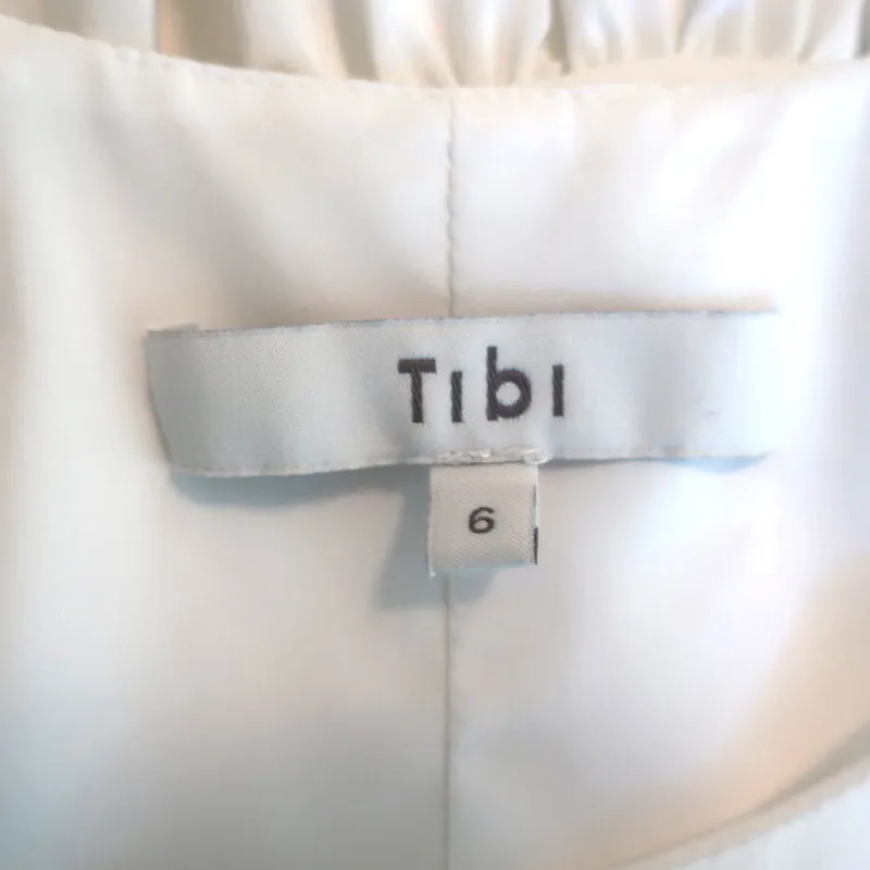 Tibi Ruffle Cami White Silk Size 6 Peplum Tank Top