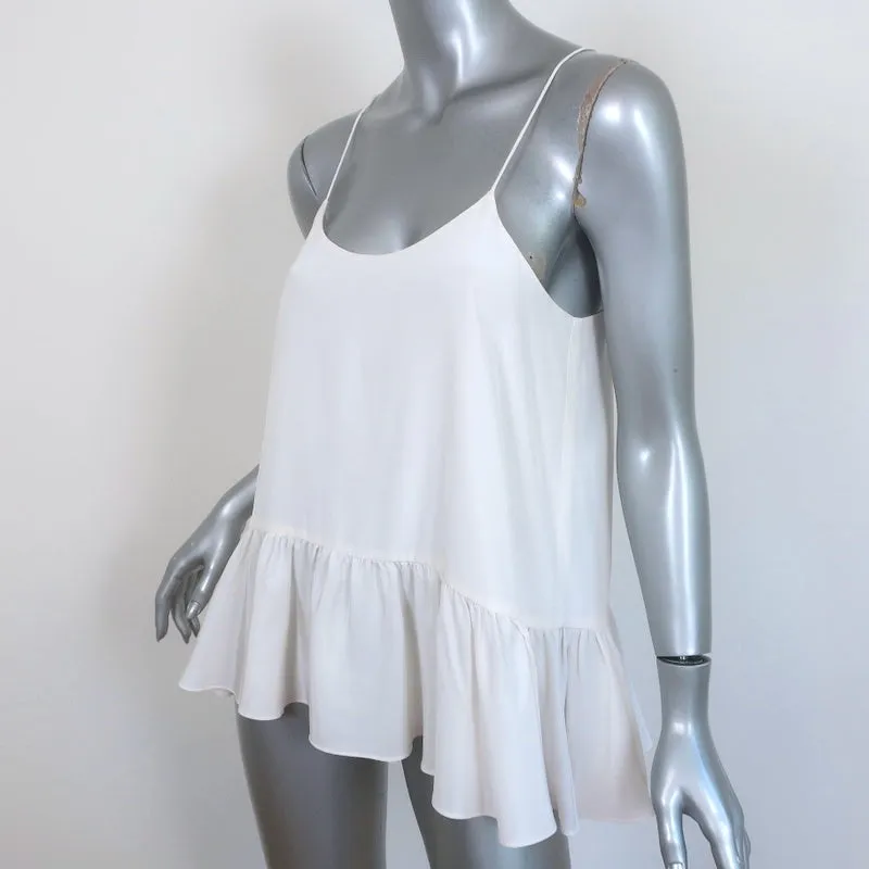 Tibi Ruffle Cami White Silk Size 6 Peplum Tank Top