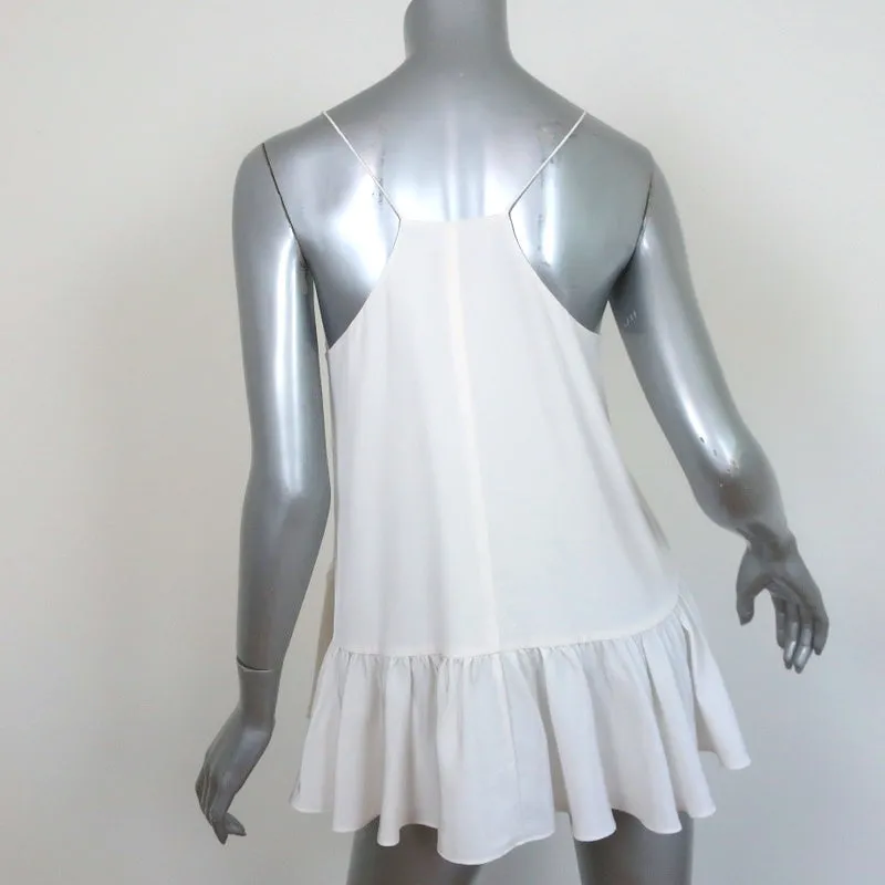 Tibi Ruffle Cami White Silk Size 6 Peplum Tank Top