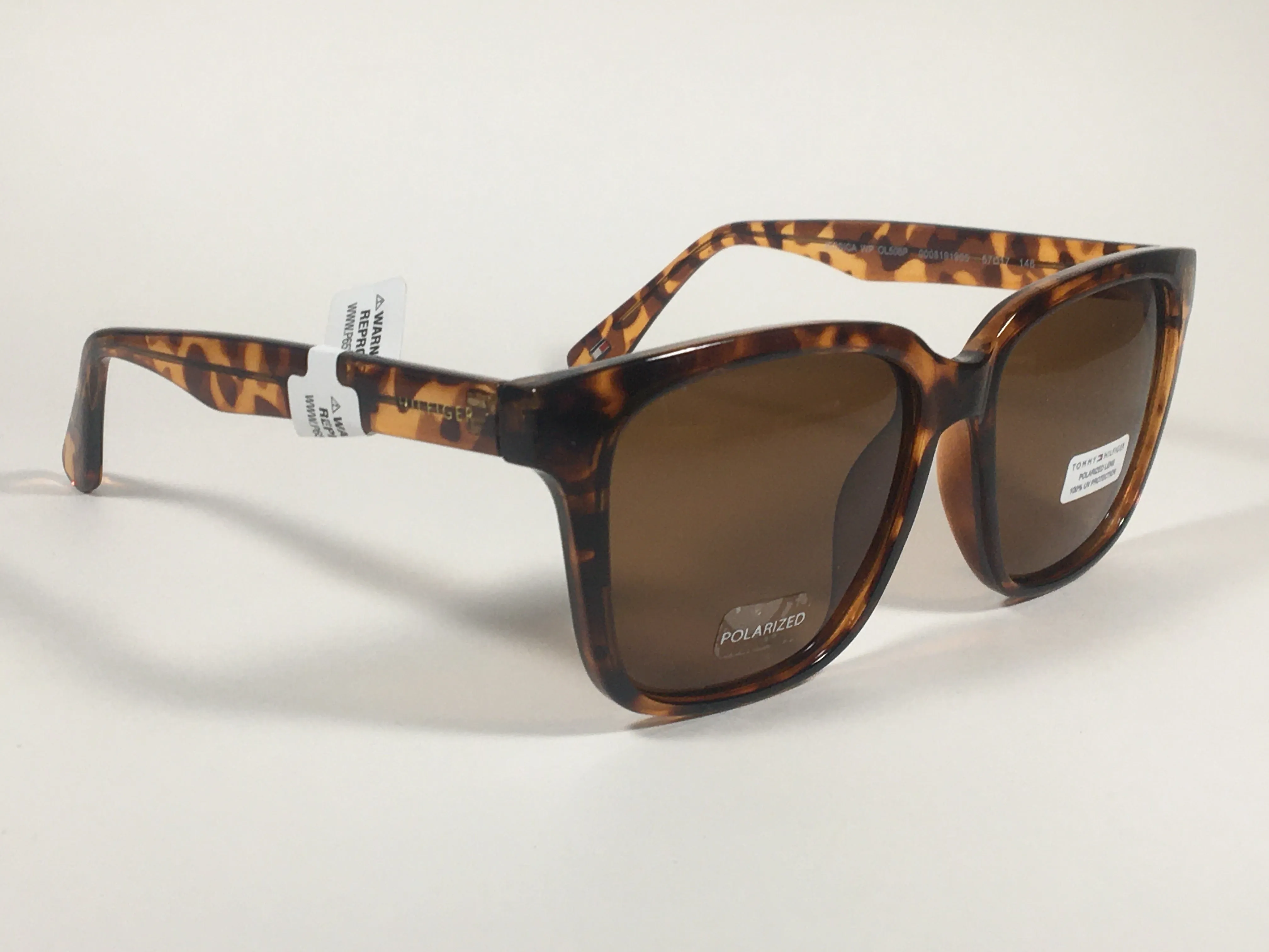 Tommy Hilfiger Polarized Jessica Square Sunglasses Brown Tortoise Frame Brown Lenses WP OL506P