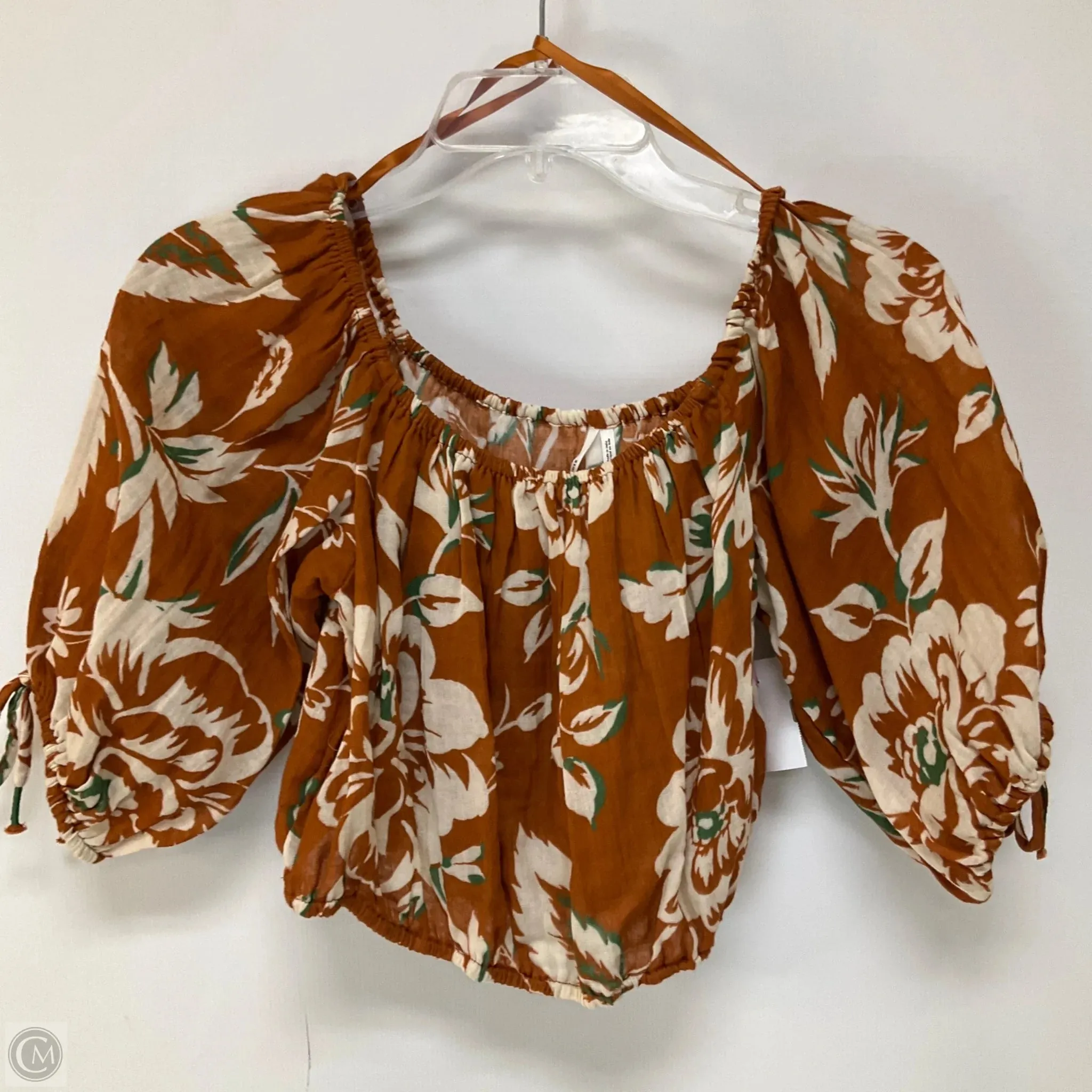 Top Short Sleeve By Anthropologie In Brown, Size: S