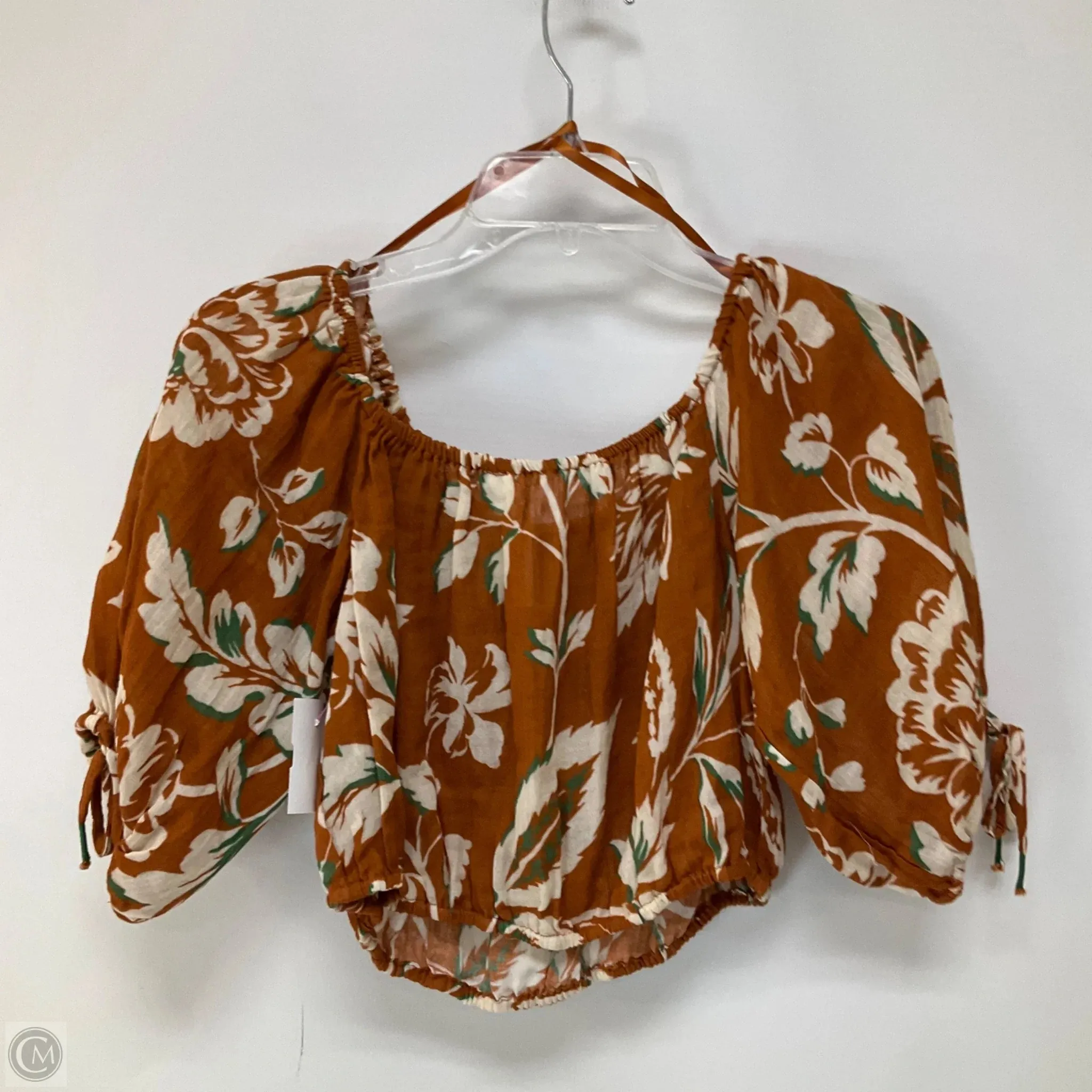 Top Short Sleeve By Anthropologie In Brown, Size: S