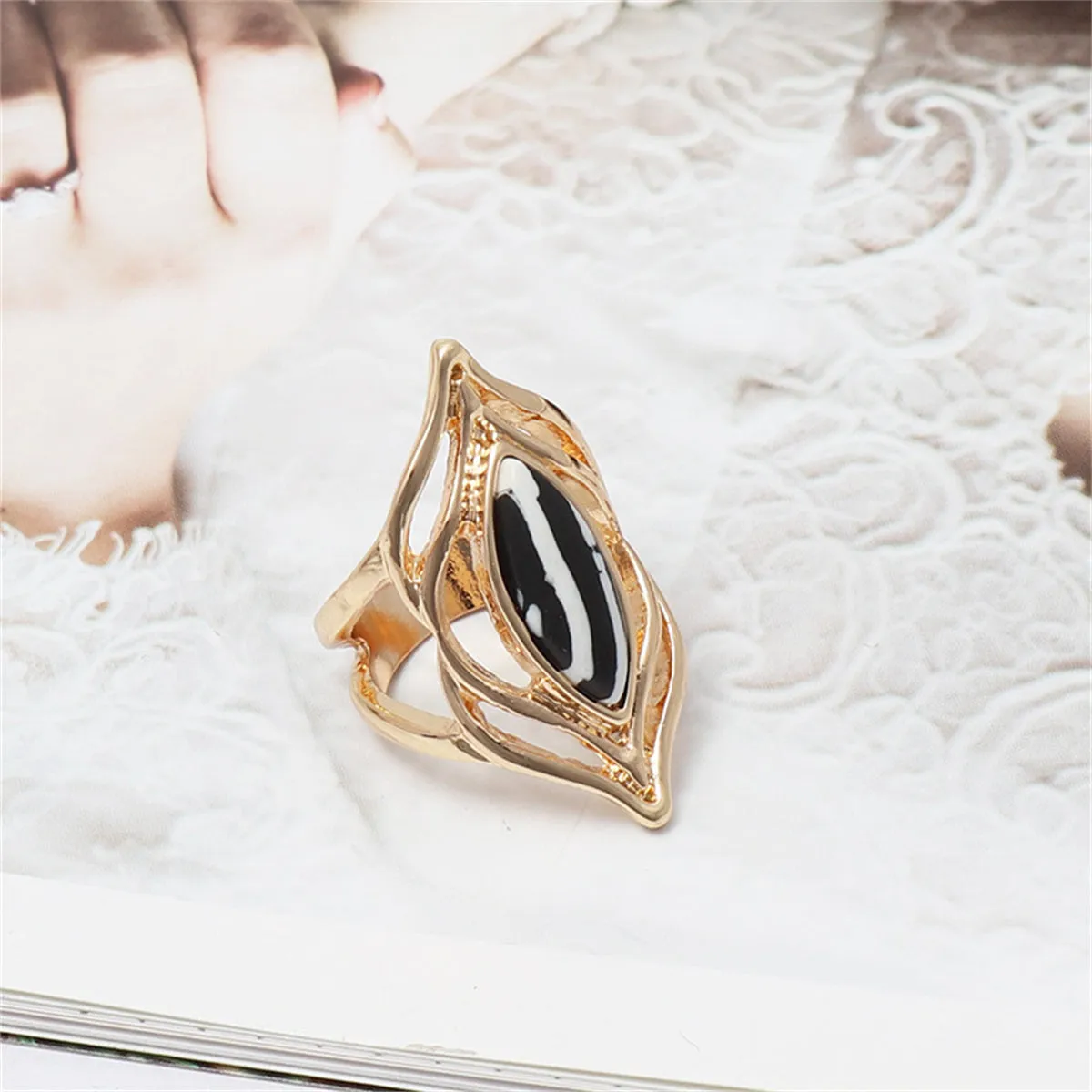 Turquoise & 18K Gold-Plated Eye Ring