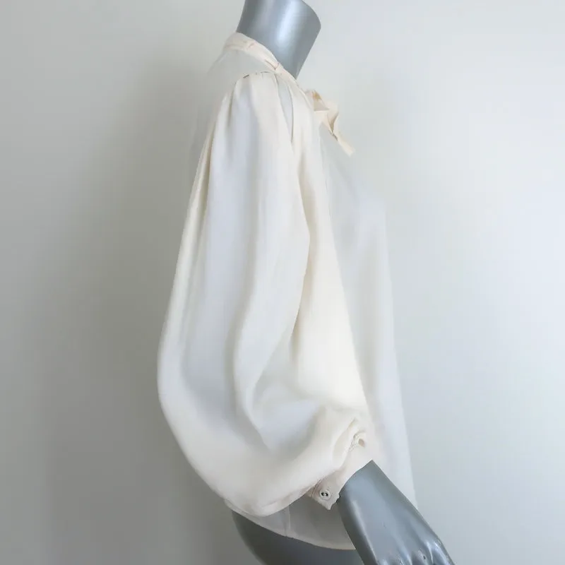 Ulla Johnson Clemens Tie-Neck Blouse Cream Crepe Size 2 Long Sleeve Top