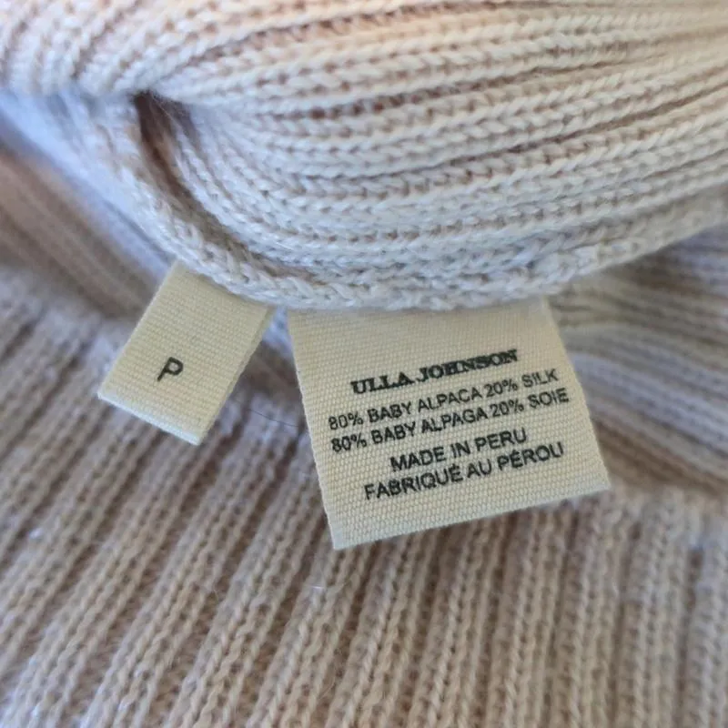 Ulla Johnson Sweater Altair Alpaca-Silk Knit Size Petite Puff Sleeve Pullover