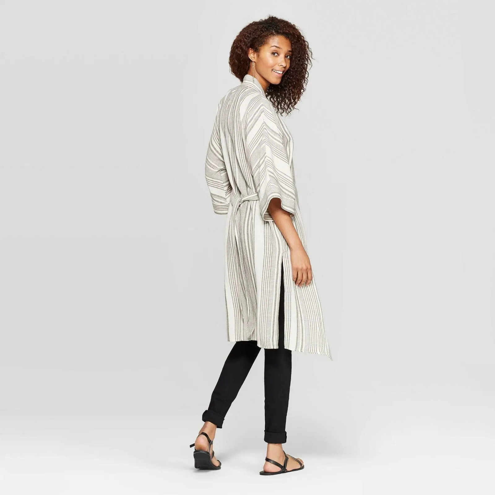 Universal Thread Women's Belted Striped Kimono