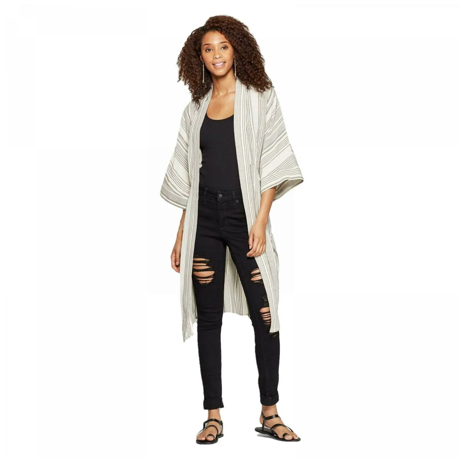 Universal Thread Women's Belted Striped Kimono