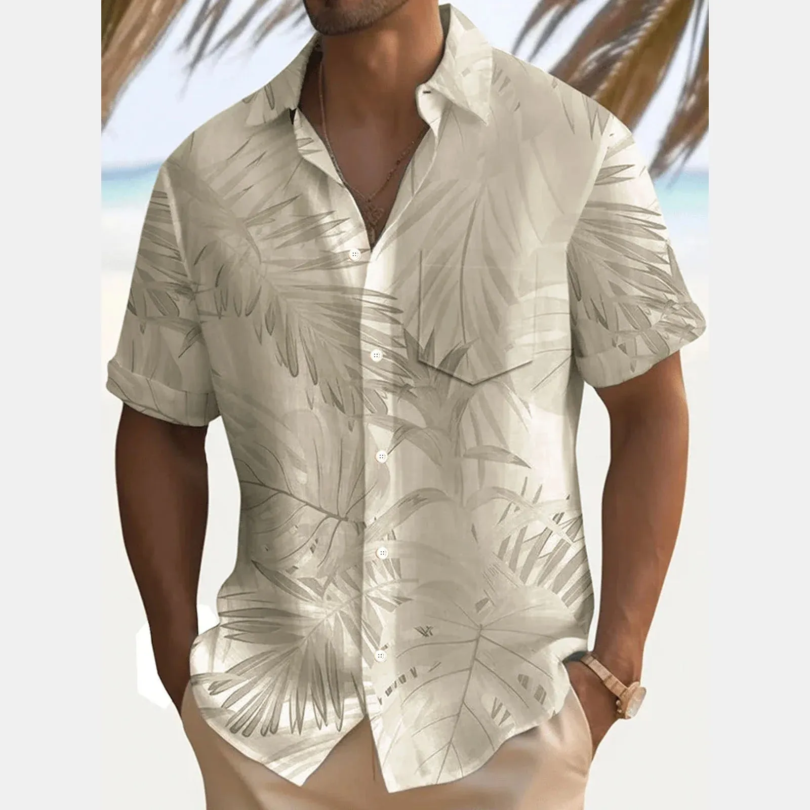Vacation Tropical Leaves Men's Hawaiian Shirt