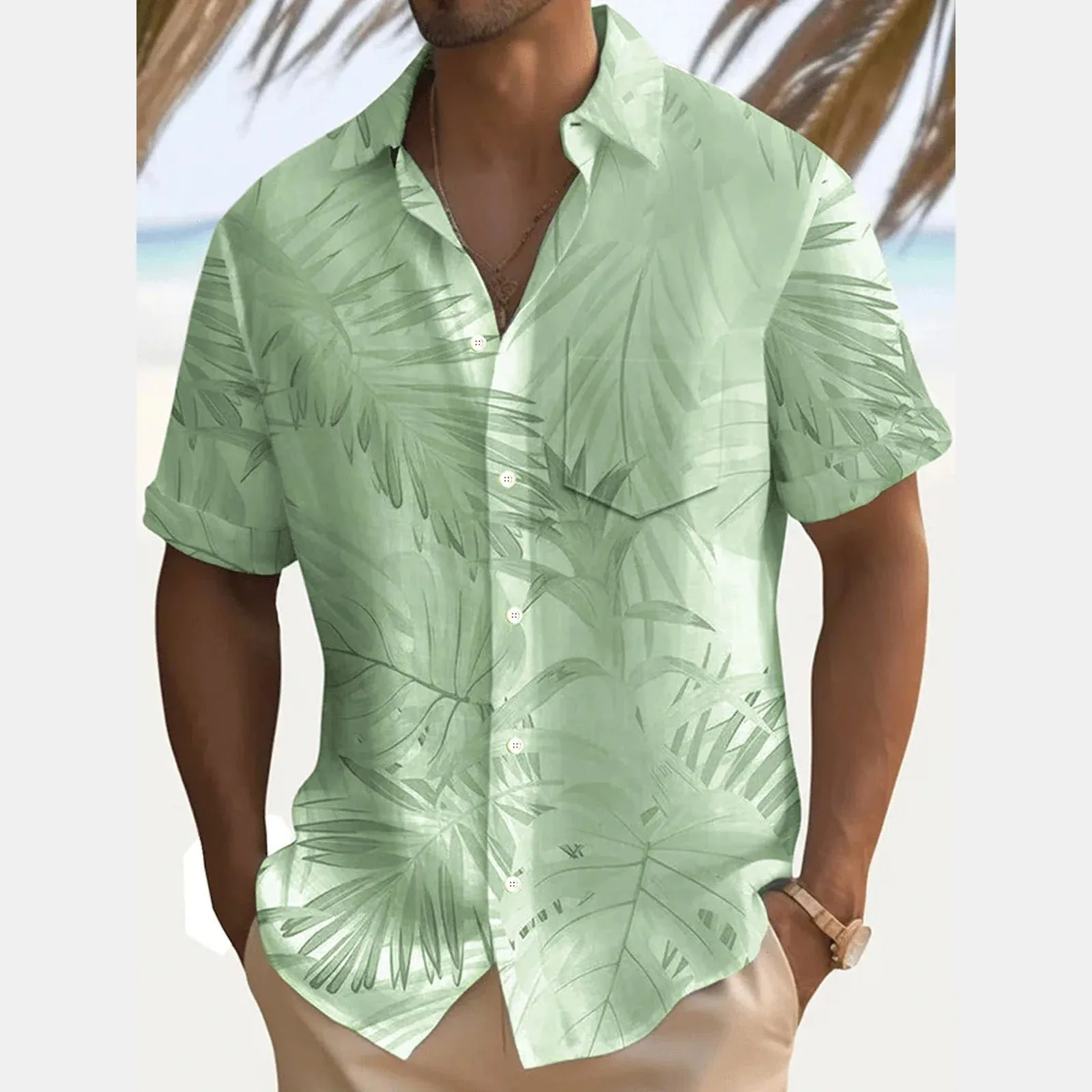 Vacation Tropical Leaves Men's Hawaiian Shirt