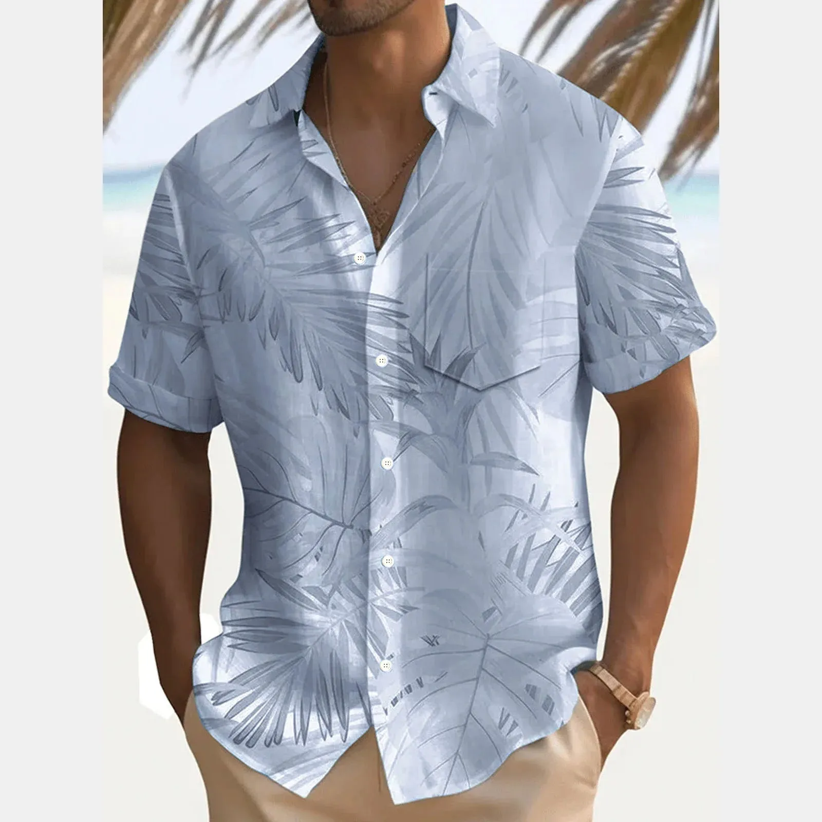 Vacation Tropical Leaves Men's Hawaiian Shirt