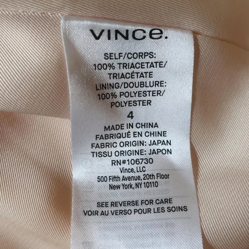 Vince Twist Drape Dress Light Peach Size 4 Long Sleeve V-Neck