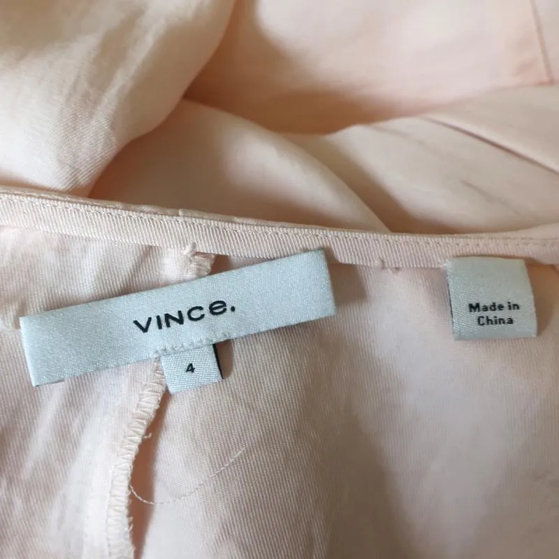 Vince Twist Drape Dress Light Peach Size 4 Long Sleeve V-Neck