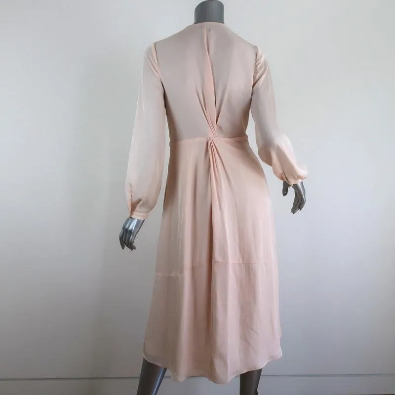 Vince Twist Drape Dress Light Peach Size 4 Long Sleeve V-Neck